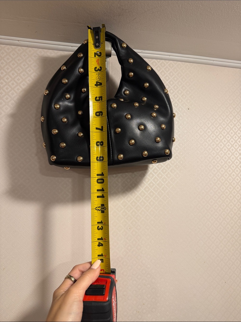 NWOT Dolce Vita Dahlia Studded Hobo HandBag Black Stella with Gold Accents - Picture 6 of 10